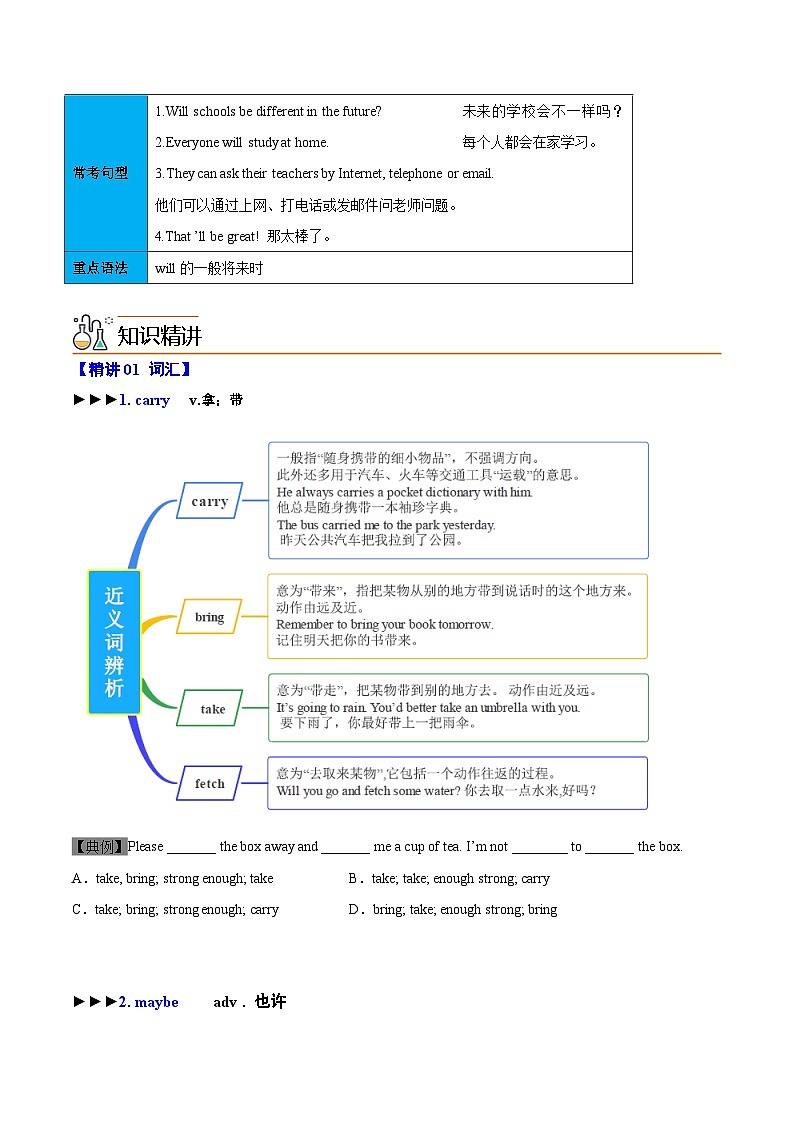 【同步讲义】外研版英语七年级下册-Module 4  Unit 1 Everyone will study at home  讲义02