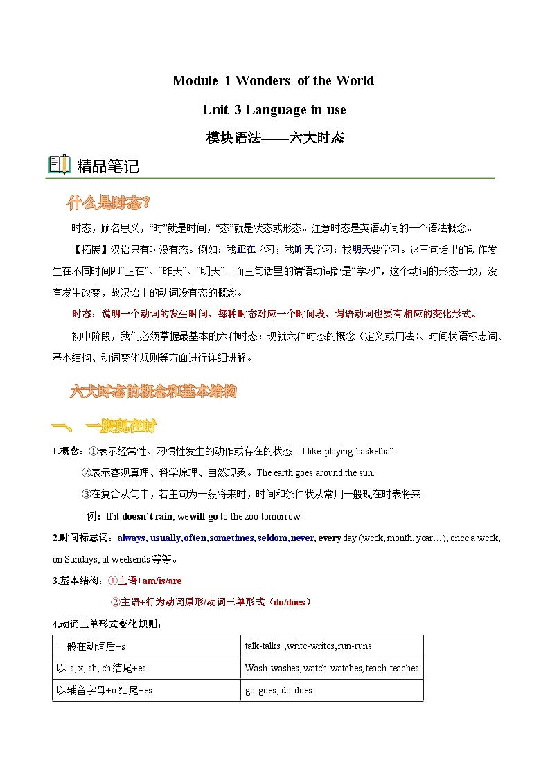 【同步讲义】外研版英语九年级上册-Module 1 Unit 3 讲义（知识精讲+同步练习）01