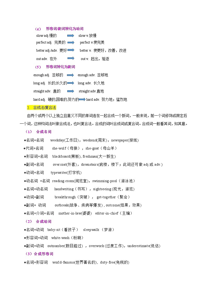 【同步讲义】外研版英语九年级上册-Module 12 Unit 3 语法专项- 英语构词法（教师版）第2页