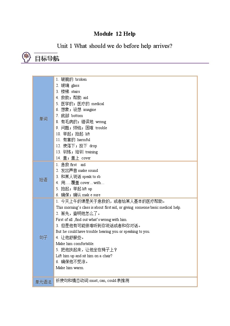 【同步讲义】外研版英语八年级上册-Module 12 Unit 1 讲义（知识精讲+同步练习）（教师版）第1页