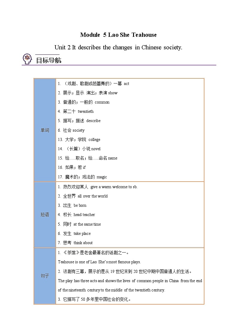 【同步讲义】外研版英语八年级上册-Module 5 Unit 2 讲义（知识精讲+同步练习）01