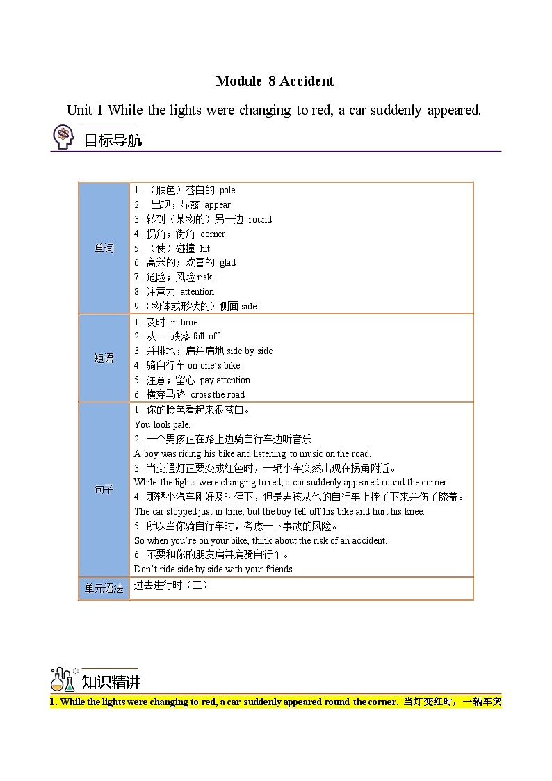 【同步讲义】外研版英语八年级上册-Module 8 Unit 1 讲义（知识精讲+同步练习）01