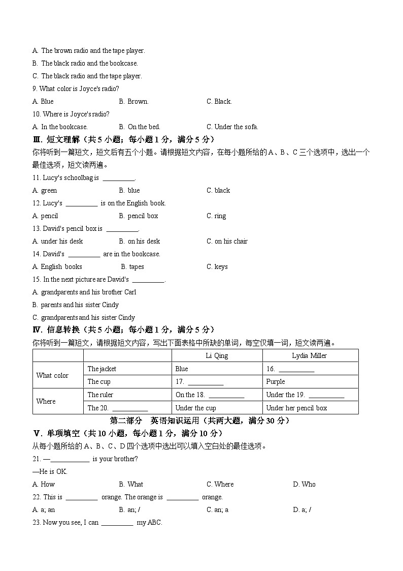 安徽省宿州市泗县2022-2023学年七年级上学期期中教学质量检测英语试题（含听力）02