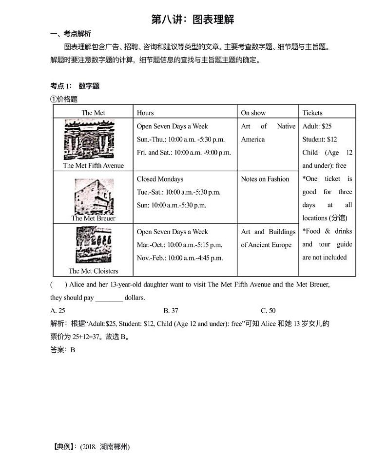 【全套精品专题】通用版中考第一轮复习英语专项第八讲：图表理解（知识梳理+含答案）第1页