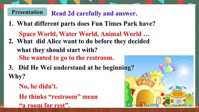 人教新目标版英语九上Unit 3《Could you please tell me where the restrooms are？》SectionA 2d Grammar Focus-4c课件第5页