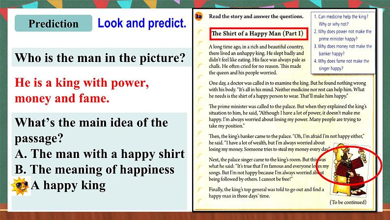 人教新目标版英语九下Unit 11《Sad movies make me cry.》Section A 3a-3c The Shirt of a Happy Man 阅读课件+音视频素材08