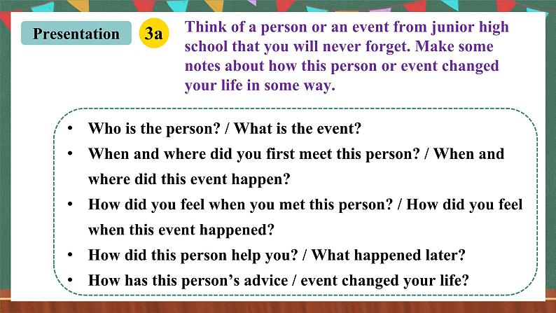 人教新目标版英语九下Unit 14 《 I remember meeting all of you in Grade 7.》Section B3a-Selfcheck 写作优质课件+视频素材07