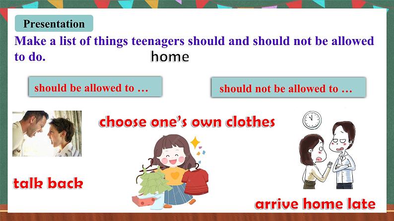 人教新目标版英语九上Unit 7《Teenagers should be allowed to choose their own clothes. 》SectionA 2d 课件第5页