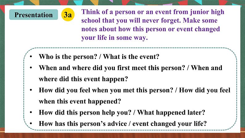 人教新目标版英语九下Unit 14 《 I remember meeting all of you in Grade 7.》Section B3a-Selfcheck 写作优质课件+视频素材07