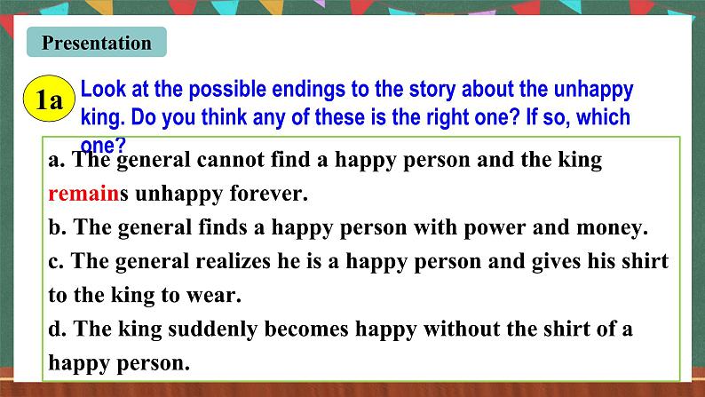 人教新目标版英语九下Unit 11《Sad movies make me cry.》SectionB 1a-1d The Shirt of a Happy Man  (Part 2)课件第5页