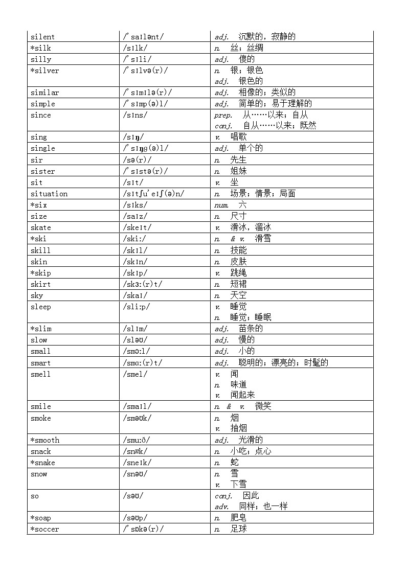 初中英语2024届中考词汇（S—U）第3页