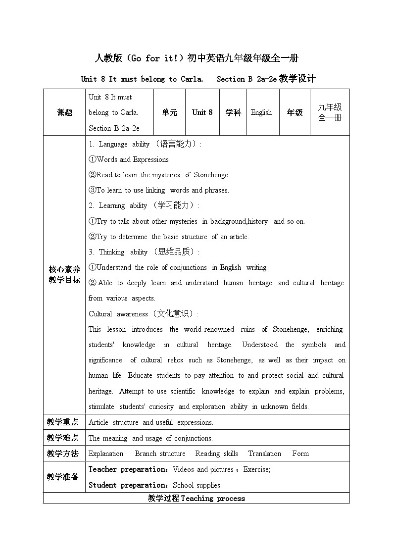 【核心素养目标】人教版初中英语九年级全册 Unit 8 It must belong to Carla. Section B 2a-2e课件+教案+同步练习（含反思和答案）01