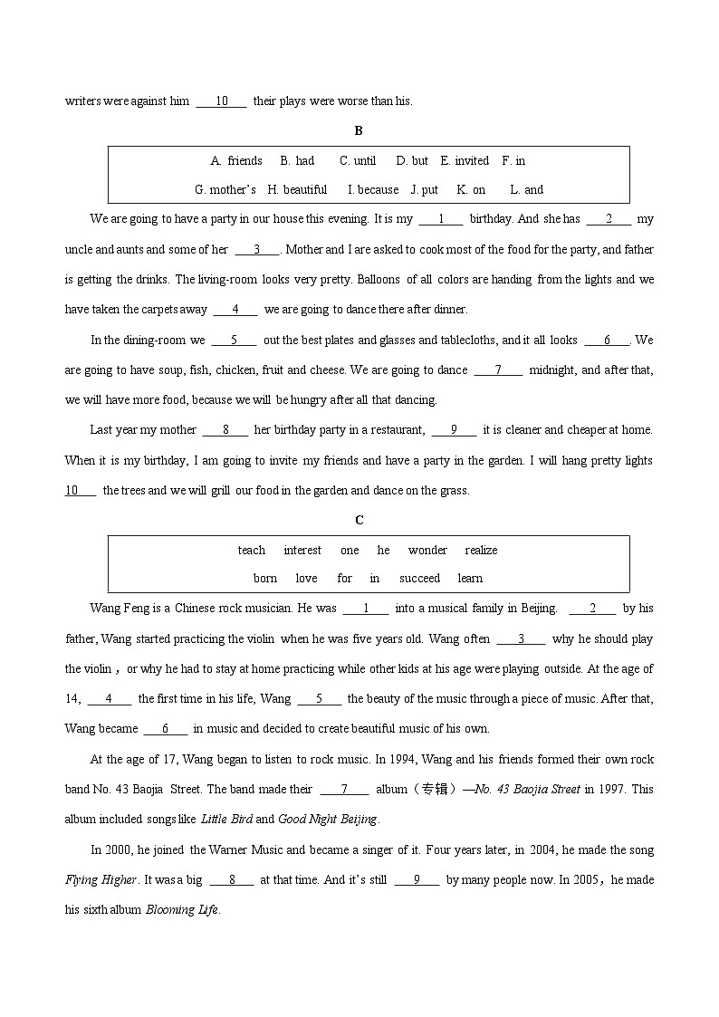 中考英语一轮复习考点过关练习考点52 短文填空之选词填空（含解析）第2页