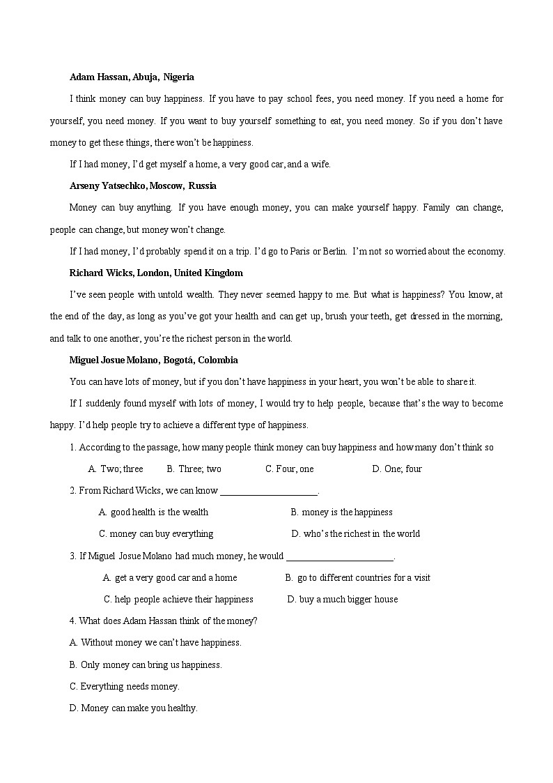 中考英语一轮复习随堂练习考点30 阅读理解之议论文  (含解析)第3页