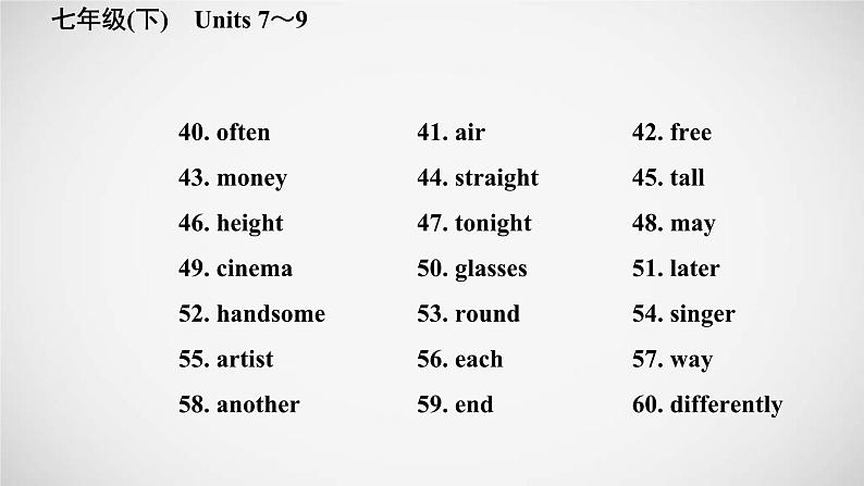 (人教版)中考英语一轮复习教材梳理课件5. 七年级(下)　Units 7～9（含答案）第4页