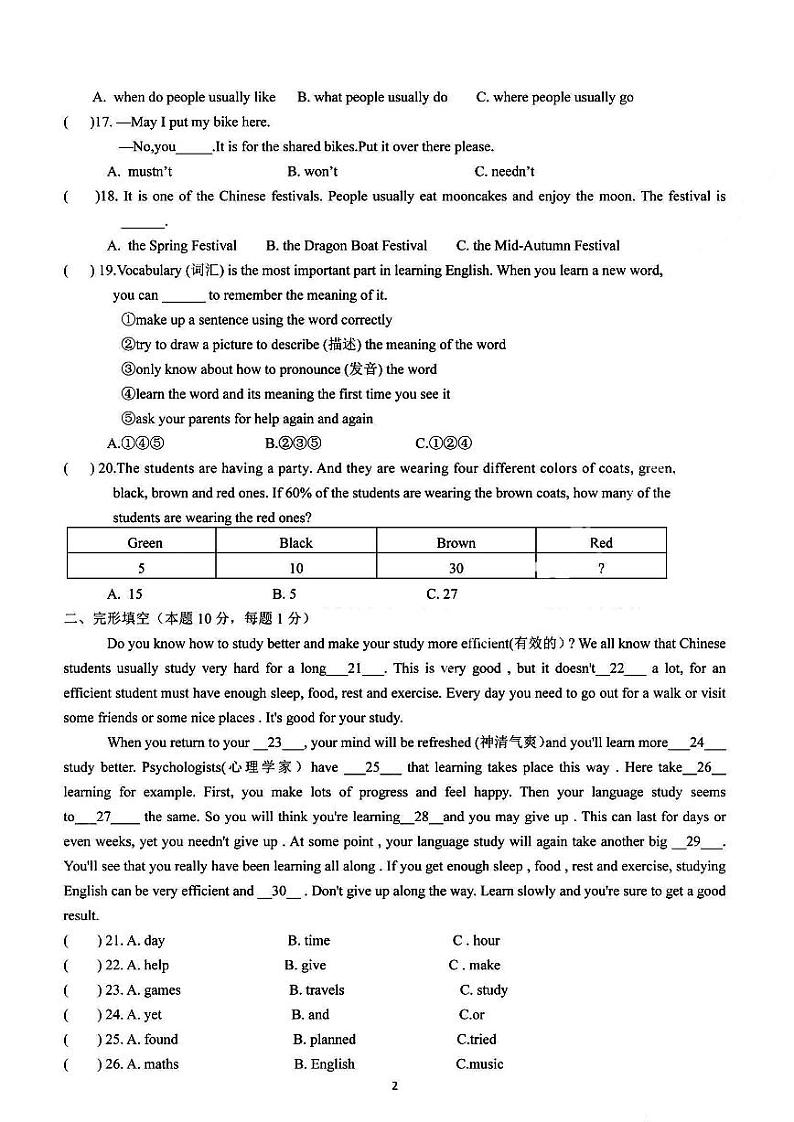 黑龙江省哈尔滨市第四十九中学2023-2024学年上学期九年级开学假期学情反馈调研英语学科试卷02