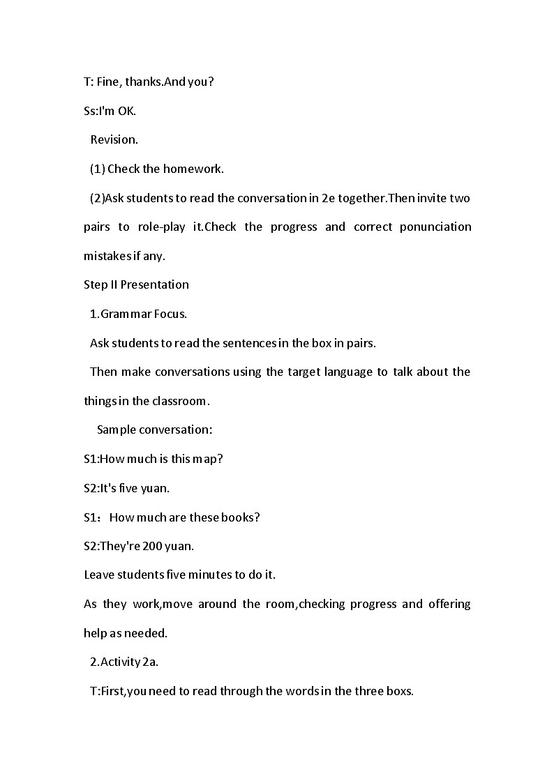 Unit 7 how much are these socks（SectioA grammar focus-3c）教案 人教版英语七年级上册第2页