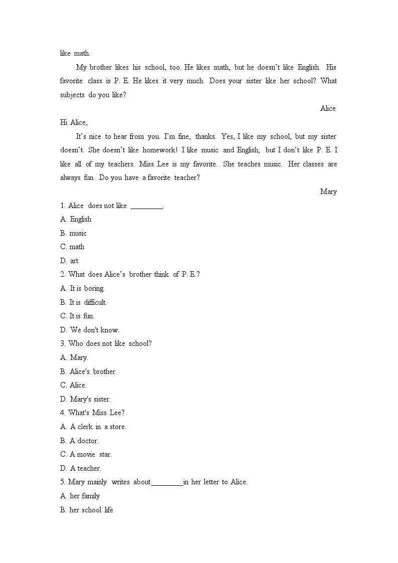 Unit 9 My favorite subject is science.（测能力）——2023-2024学年人教版英语七年级上册单元闯关双测卷第3页