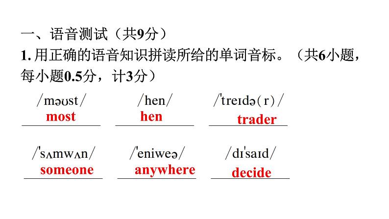 人教版八年级英语上册Unit 1听说训练课件02