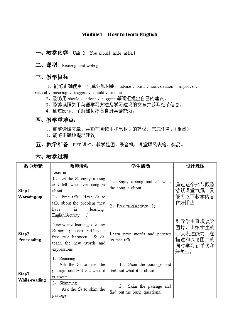 Unit 2 初中外研八上英语_Module 1 How to learn English【教学课件+教案】01