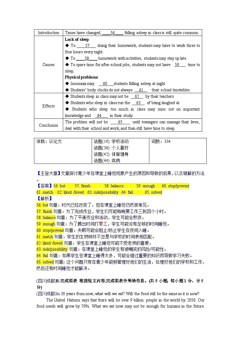中考英语真题分类汇编word版含解析 任务型阅读 1 完成句子、短文或表格 真题第3页