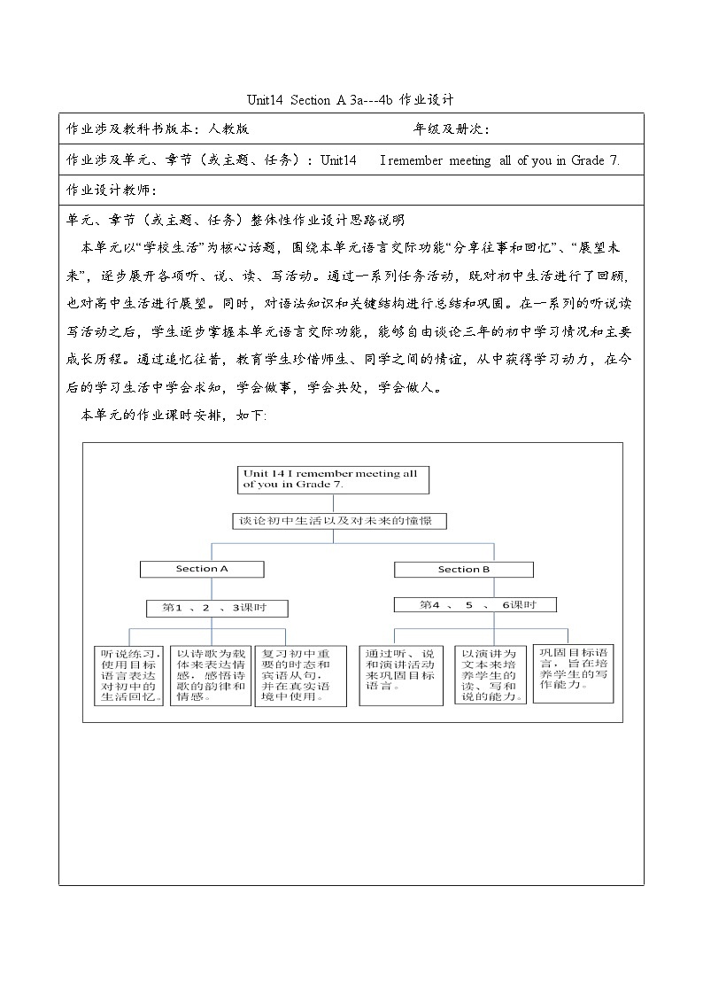 Unit 14 Section A 3a--4b作业设计  人教版英语九年级全册第1页