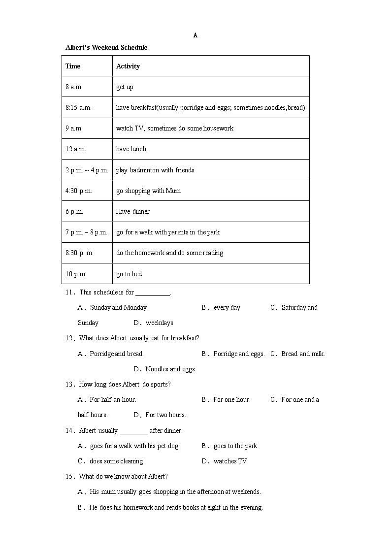 【期中单元测试卷】（沪教牛津版）2023-2024学年七年级英语上册 Unit 2（AB卷）02