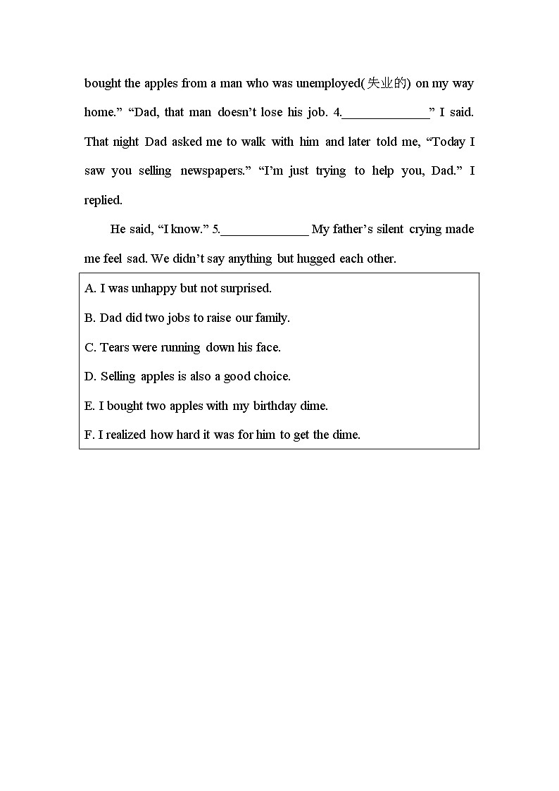 中考英语阅读还原专项练习第3页