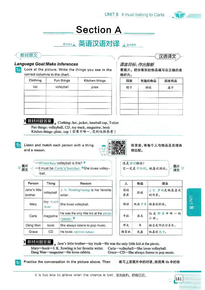 Unit 8 It must belong to Carla SectionA课本知识点详解02