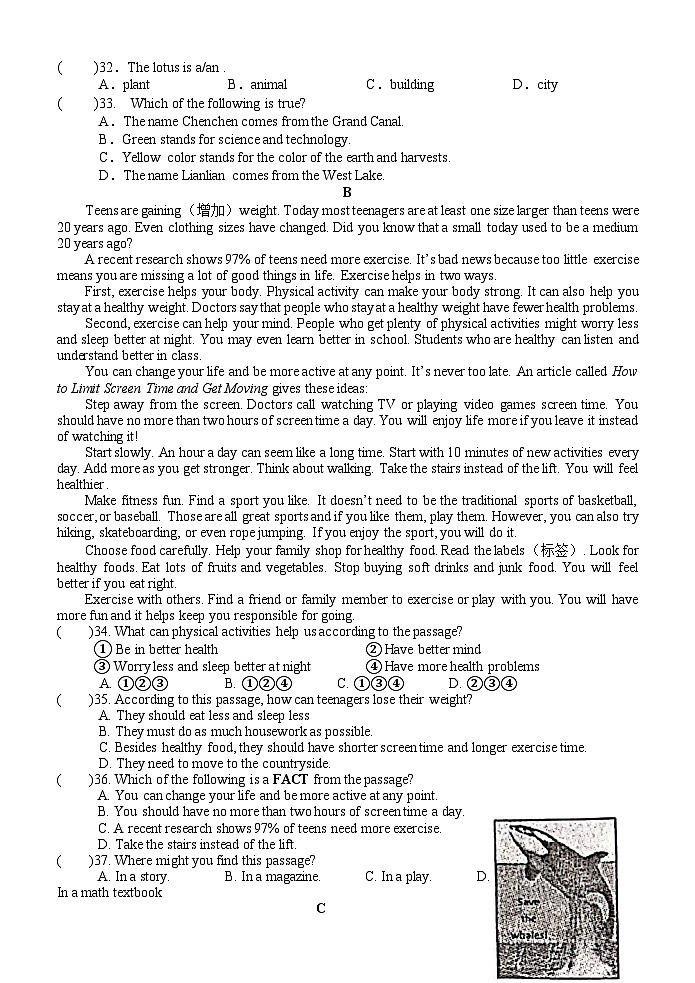 浙江省台州市书生中学2023-2024学年九年级上学期作业质量反馈练习英语试卷 （月考）03