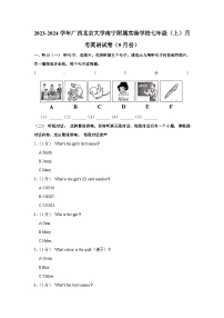 广西北京大学南宁附属实验学校2023-2024学年七年级上学期9月份月考英语试卷