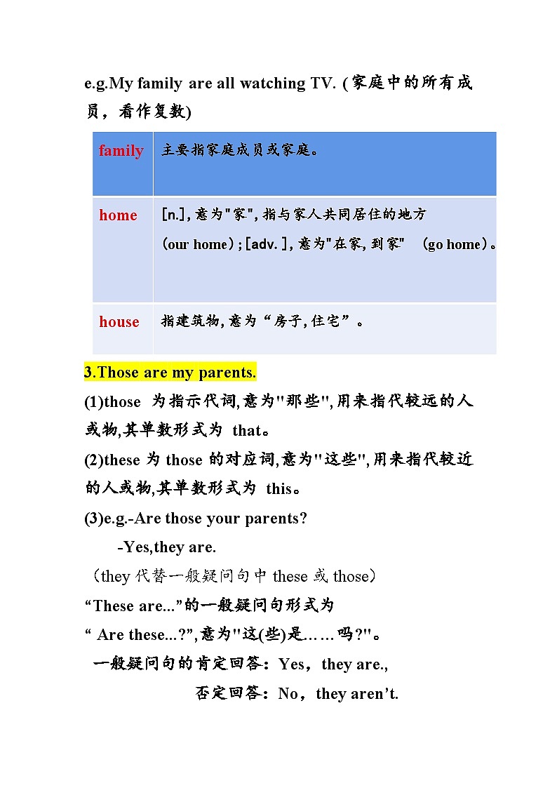 Unit 2 This is my sister 知识点 人教版七年级英语上册第2页