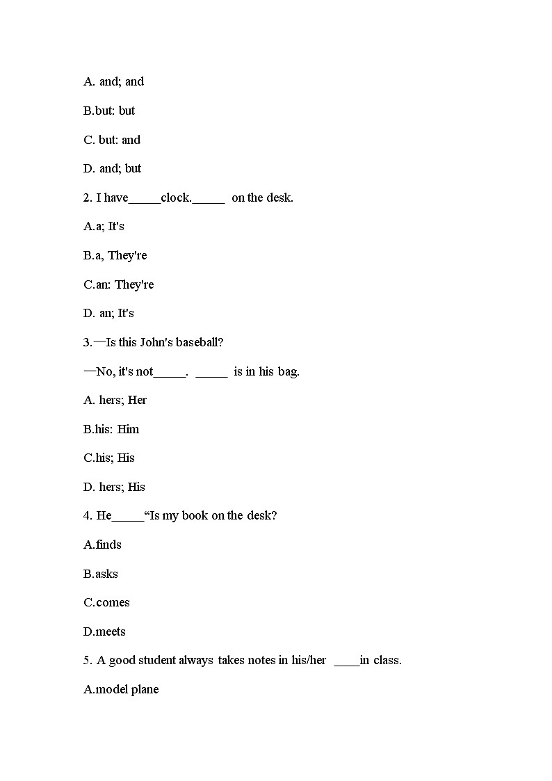 Unit4 Where is my schoolbag SectionB self check—3c同步讲练 人教版七年级英语上册03