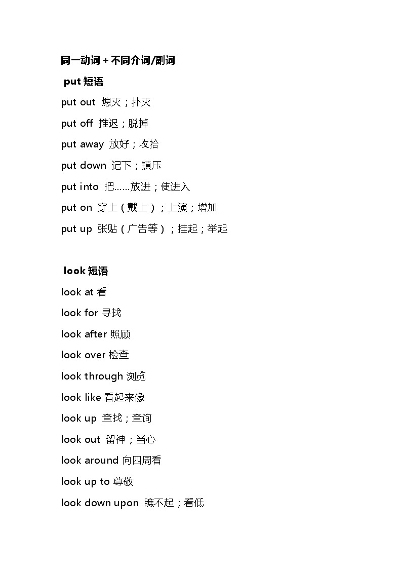 初中英语易混动词短语第1页