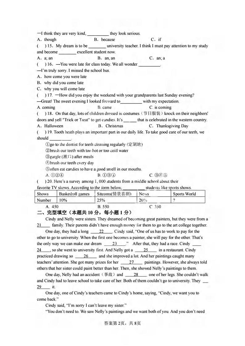 黑龙江省哈尔滨市南岗区松雷中学2022-2023学年度上学期八年级期中测试英语试卷第2页