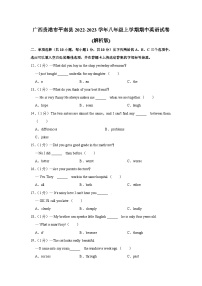 广西贵港市平南县2022-2023学年八年级上学期期中英语试卷