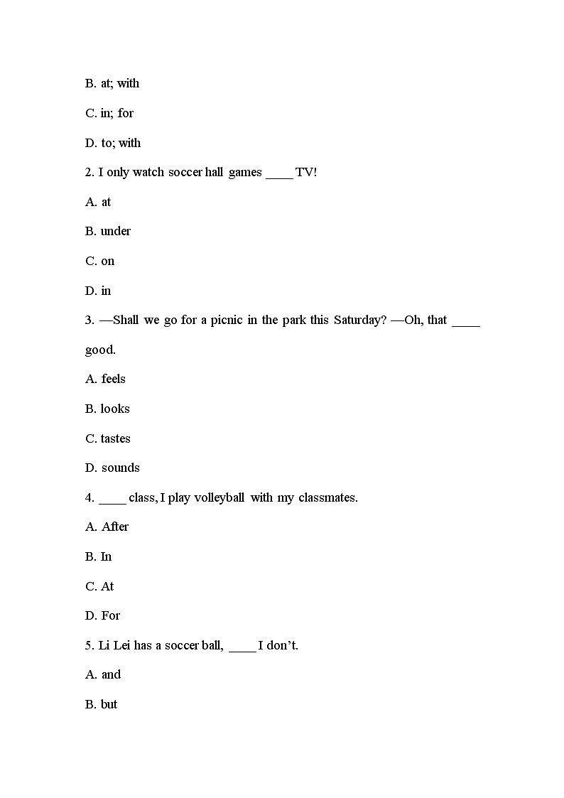 Unit 5 SectionB 3a-self check同步练习讲练  人教版英语七年级上册第3页