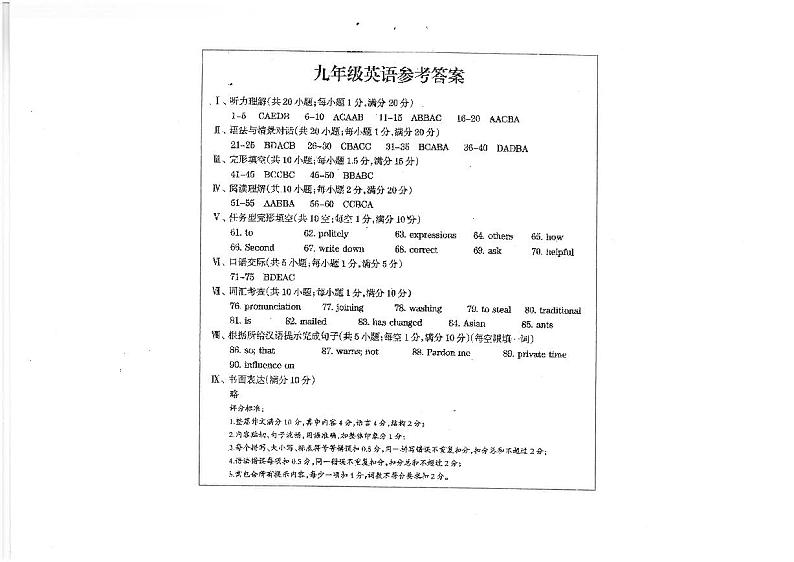 甘肃省庆阳市镇原县2023-2024学年九年级上学期期中考试英语试题01