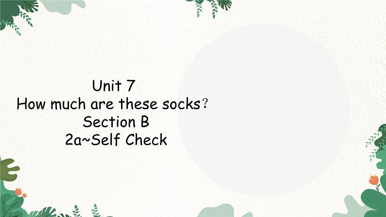 人教新目标版英语七年级上册 Unit 7 How much are these socks？Section B2a~Self Check课件01