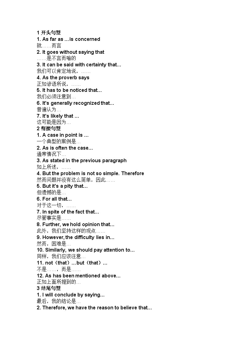 初中英语考试作文八种加分句型01