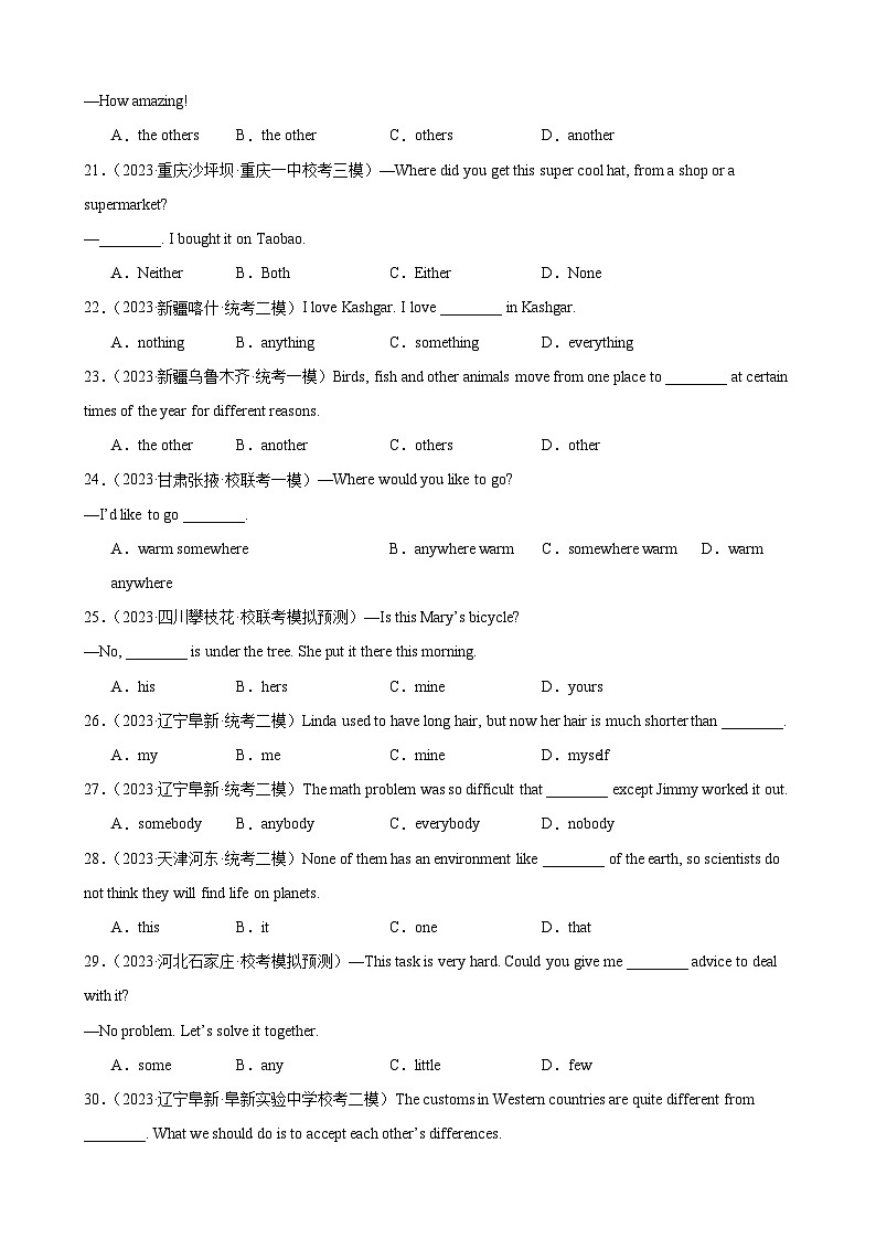 综合练07 代词和限定词100题（八大类型全概括）（全国通用）（解析版）第3页