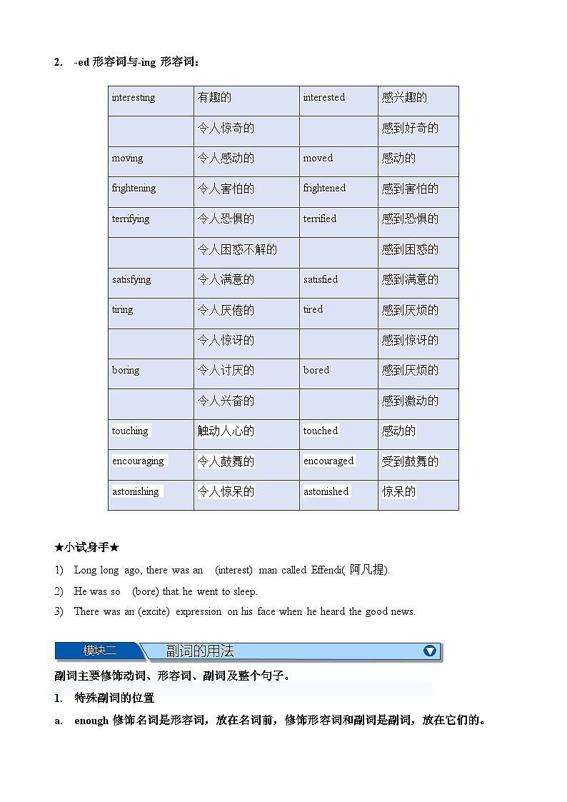 【语法】备战2024年中考英语语法培优生笔记综合练Chapter 5 形容词和副词 笔记综合练（全国通用）03