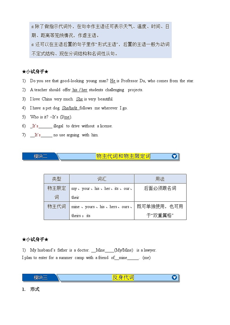 Chapter 7 代词和限定词 笔记（全国通用）（解析版）第2页