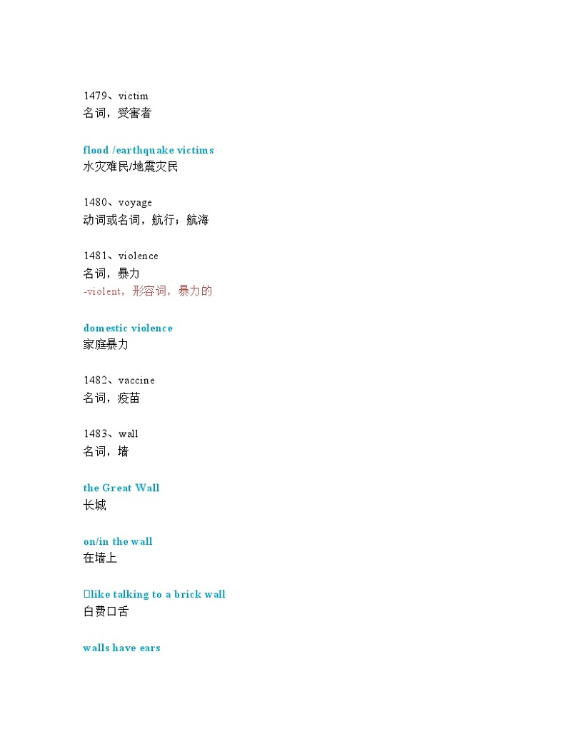 2024年九年级中考英语一轮复习：中考必考单词 知识点精讲（1471-1510词讲义）03