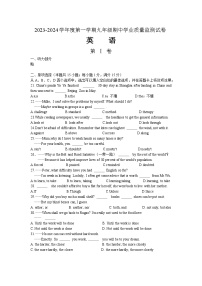 江苏省南通市如皋市2023-2024学年九年级上学期11月期中英语试题