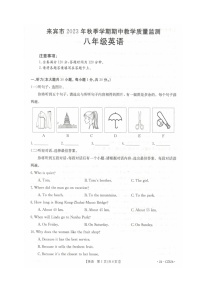 广西壮族自治区来宾市2023-2024学年八年级上学期期中教学质量监测英语试题