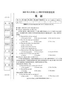 湖南省邵阳市2023-2024学年八年级上学期11月期中英语试题