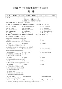 湖南省新邵县迎光乡中学2023-2024学年九年级上学期期中考试英语试卷