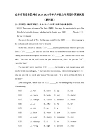 山东省青岛市胶州市2023-2024学年八年级上学期期中英语试卷