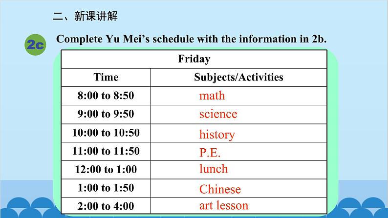 人教新目标版英语七年级上册 Unit 9 My favorite subject is science.Section B (2a-Self Check)课件第5页